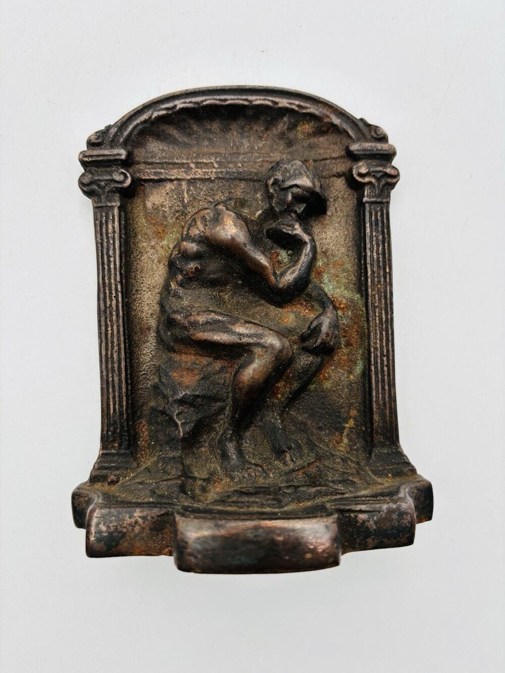 One Solid Cast Iron Bronzed Book End of Rodin's The Thinker